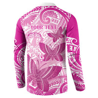 Personalised Polynesia Breast Cancer Awareness Button Sweatshirt Think Pink Ribbon Polynesian Butterflies LT14 - Polynesian Pride
