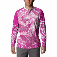 Personalised Polynesia Breast Cancer Awareness Button Sweatshirt Think Pink Ribbon Polynesian Butterflies LT14 - Polynesian Pride