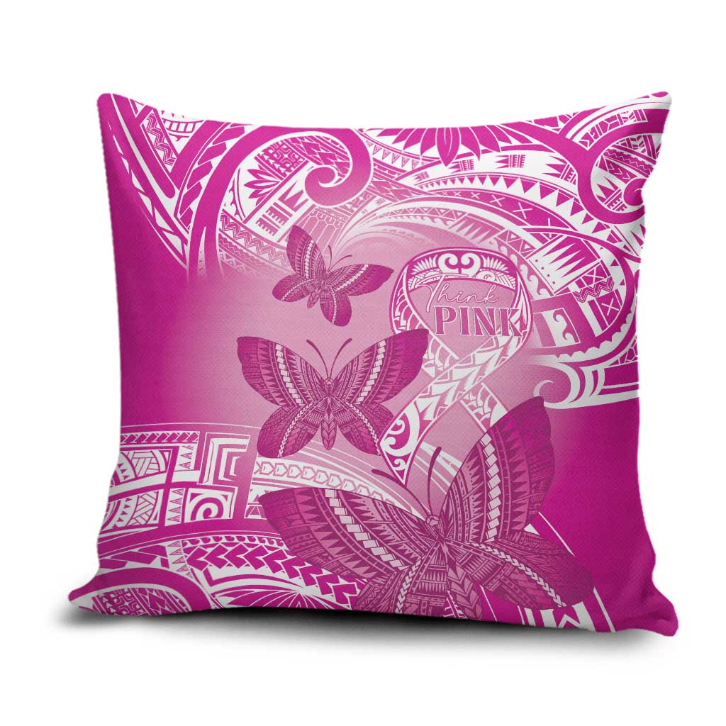 Polynesia Breast Cancer Awareness Pillow Cover Think Pink Ribbon Polynesian Butterflies LT14 Pink - Polynesian Pride