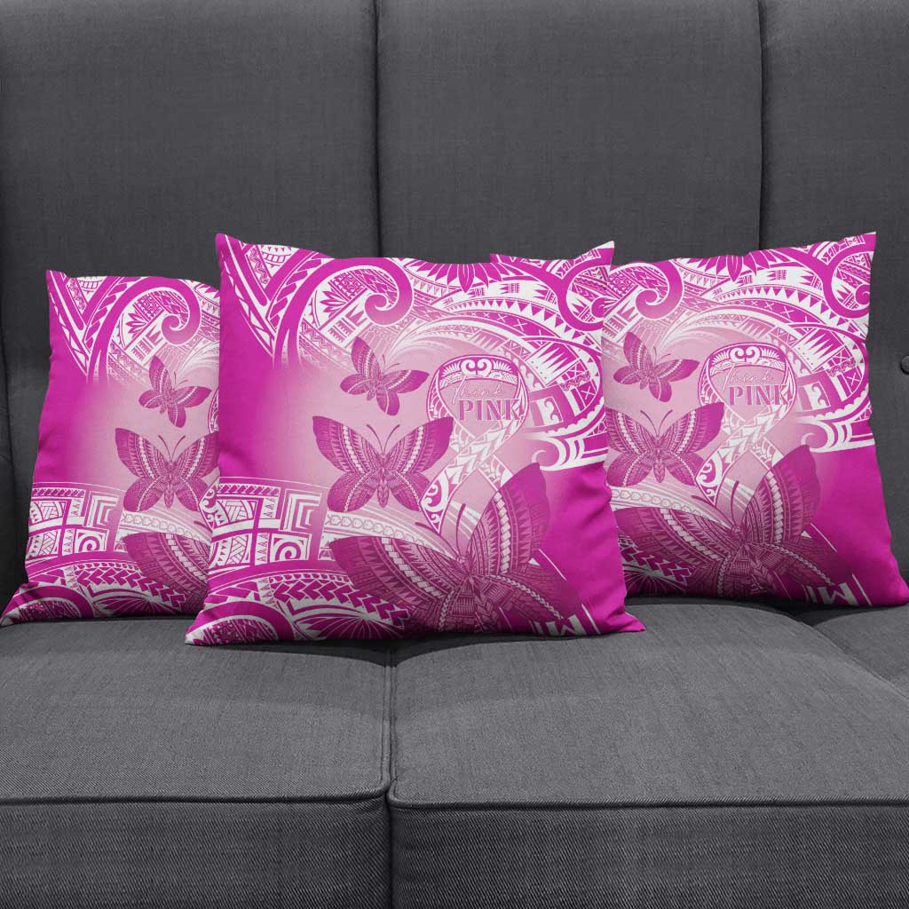 Polynesia Breast Cancer Awareness Pillow Cover Think Pink Ribbon Polynesian Butterflies LT14 - Polynesian Pride