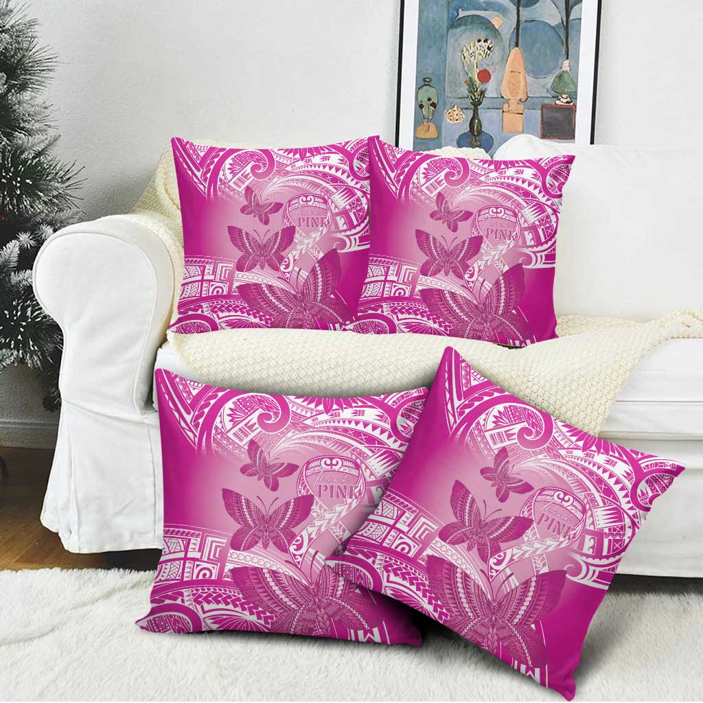 Polynesia Breast Cancer Awareness Pillow Cover Think Pink Ribbon Polynesian Butterflies LT14 - Polynesian Pride