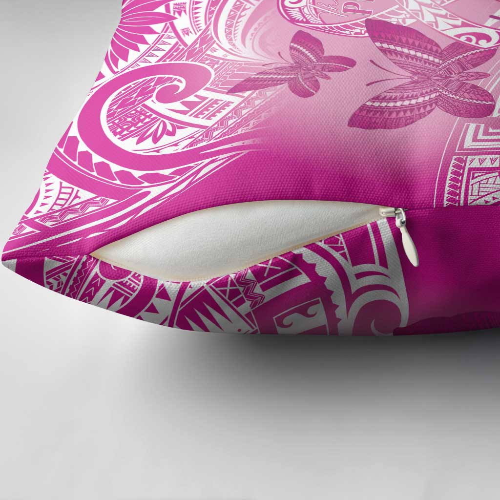 Polynesia Breast Cancer Awareness Pillow Cover Think Pink Ribbon Polynesian Butterflies LT14 - Polynesian Pride