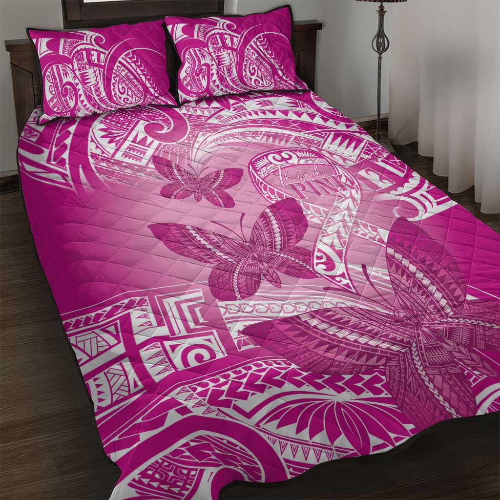Polynesia Breast Cancer Awareness Quilt Bed Set Think Pink Ribbon Polynesian Butterflies LT14 Pink - Polynesian Pride