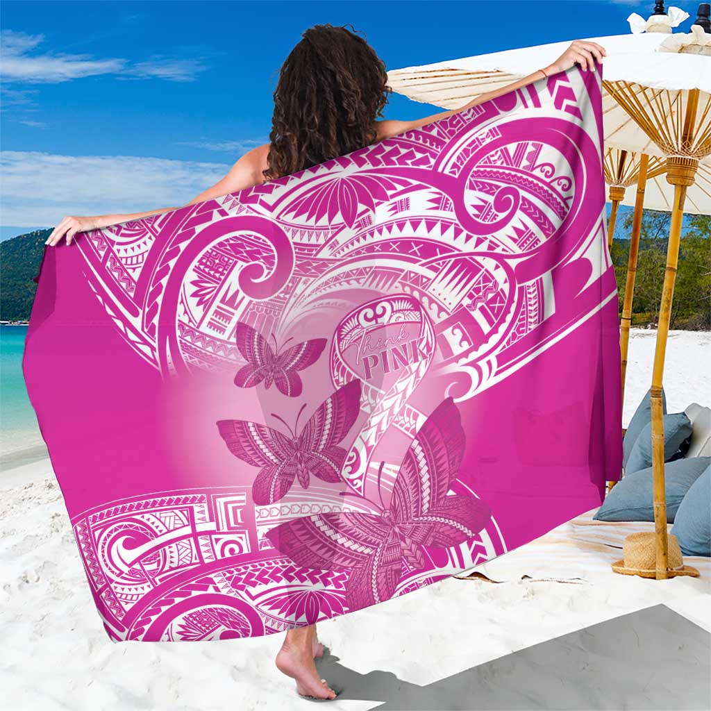 Polynesia Breast Cancer Awareness Sarong Think Pink Ribbon Polynesian Butterflies LT14 One Size 44 x 66 inches Pink - Polynesian Pride