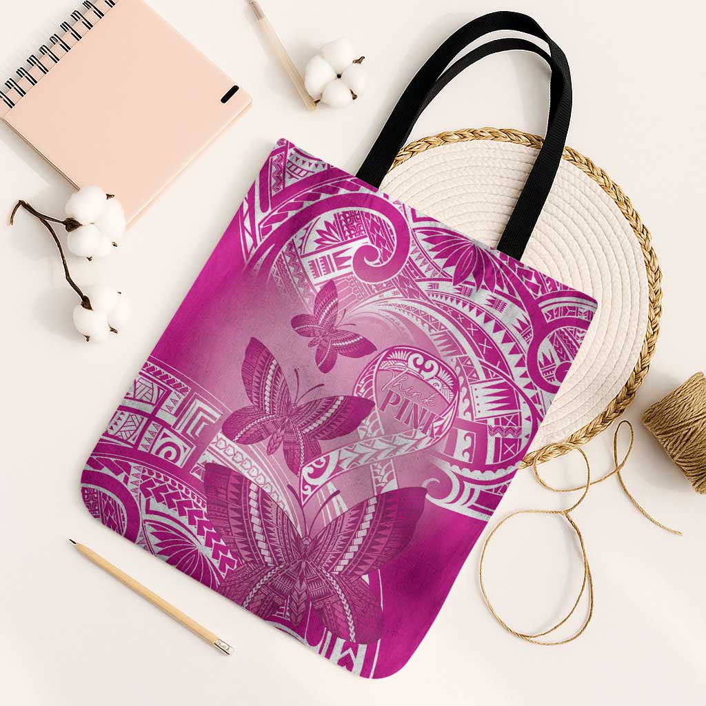 Polynesia Breast Cancer Awareness Tote Bag Think Pink Ribbon Polynesian Butterflies LT14 Black Strap One Size Pink - Polynesian Pride