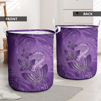 Polynesia Lupus Awareness Month Laundry Basket Warrior Purple Ribbon Polynesian Butterflies LT14 - Polynesian Pride