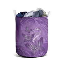 Polynesia Lupus Awareness Month Laundry Basket Warrior Purple Ribbon Polynesian Butterflies LT14 - Polynesian Pride