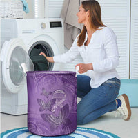 Polynesia Lupus Awareness Month Laundry Basket Warrior Purple Ribbon Polynesian Butterflies LT14 - Polynesian Pride