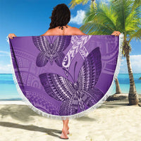 Polynesia Lupus Awareness Month Beach Blanket Warrior Purple Ribbon Polynesian Butterflies LT14 - Polynesian Pride