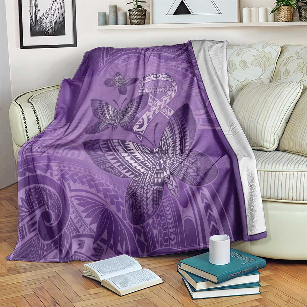 Polynesia Lupus Awareness Month Blanket Warrior Purple Ribbon Polynesian Butterflies LT14 Purple - Polynesian Pride