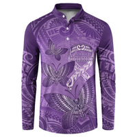 Personalised Polynesia Lupus Awareness Month Button Sweatshirt Warrior Purple Ribbon Polynesian Butterflies LT14 Purple - Polynesian Pride