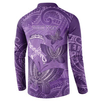 Personalised Polynesia Lupus Awareness Month Button Sweatshirt Warrior Purple Ribbon Polynesian Butterflies LT14 - Polynesian Pride