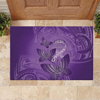 Polynesia Lupus Awareness Month Rubber Doormat Warrior Purple Ribbon Polynesian Butterflies LT14 Purple - Polynesian Pride