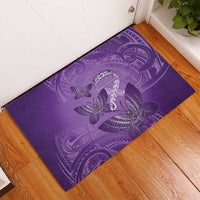 Polynesia Lupus Awareness Month Rubber Doormat Warrior Purple Ribbon Polynesian Butterflies LT14 - Polynesian Pride