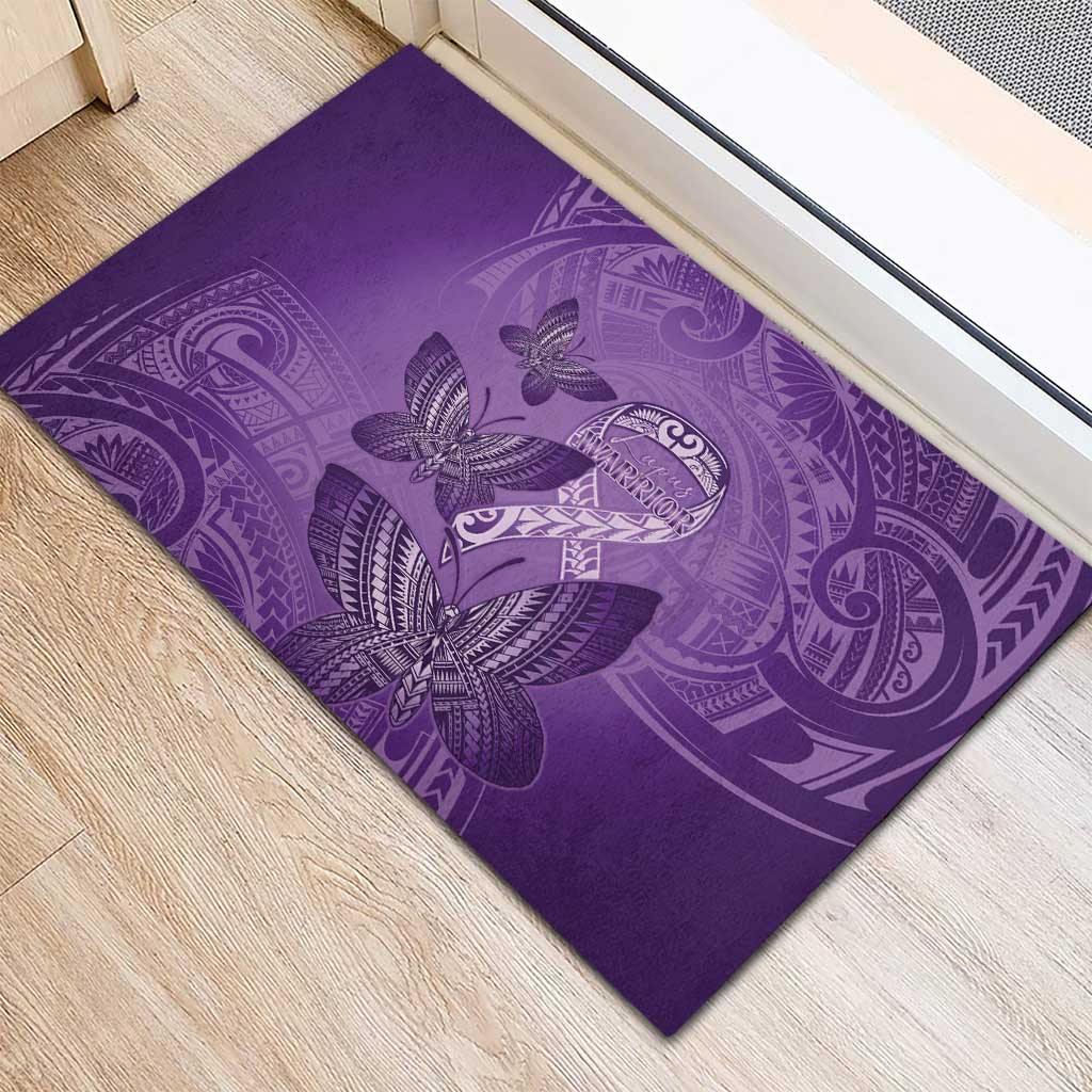 Polynesia Lupus Awareness Month Rubber Doormat Warrior Purple Ribbon Polynesian Butterflies LT14 - Polynesian Pride