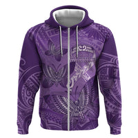 Personalised Polynesia Lupus Awareness Month Zip Hoodie Warrior Purple Ribbon Polynesian Butterflies LT14 Zip Hoodie Purple - Polynesian Pride