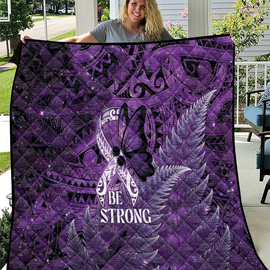 Lupus Awareness Month New Zealand Quilt Be Strong Warrior Maori Silver Fern LT14 Purple - Polynesian Pride