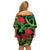 New Zealand Gecko Family Matching Off Shoulder Short Dress and Hawaiian Shirt Aotearoa Maori With Pohutukawa Flowers