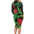 New Zealand Gecko Long Sleeve Bodycon Dress Aotearoa Maori With Pohutukawa Flowers