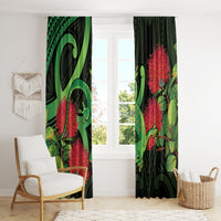 New Zealand Gecko Window Curtain Aotearoa Maori With Pohutukawa Flowers LT14 - Polynesian Pride