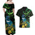 New Zealand Tui Bird Couples Matching Off Shoulder Maxi Dress and Hawaiian Shirt Aotearoa Maori With Kowhai Flowers