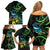 New Zealand Tui Bird Family Matching Off Shoulder Short Dress and Hawaiian Shirt Aotearoa Maori With Kowhai Flowers