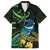 New Zealand Tui Bird Family Matching Off Shoulder Short Dress and Hawaiian Shirt Aotearoa Maori With Kowhai Flowers