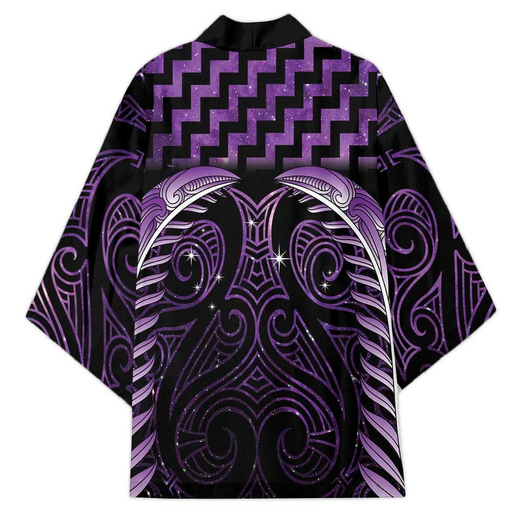 Purple Matariki New Zealand Kimono Maori Poutama Galaxy Vibes LT14 - Polynesian Pride
