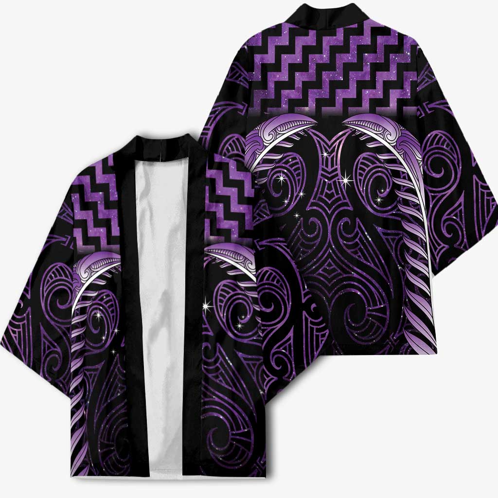 Purple Matariki New Zealand Kimono Maori Poutama Galaxy Vibes LT14 - Polynesian Pride