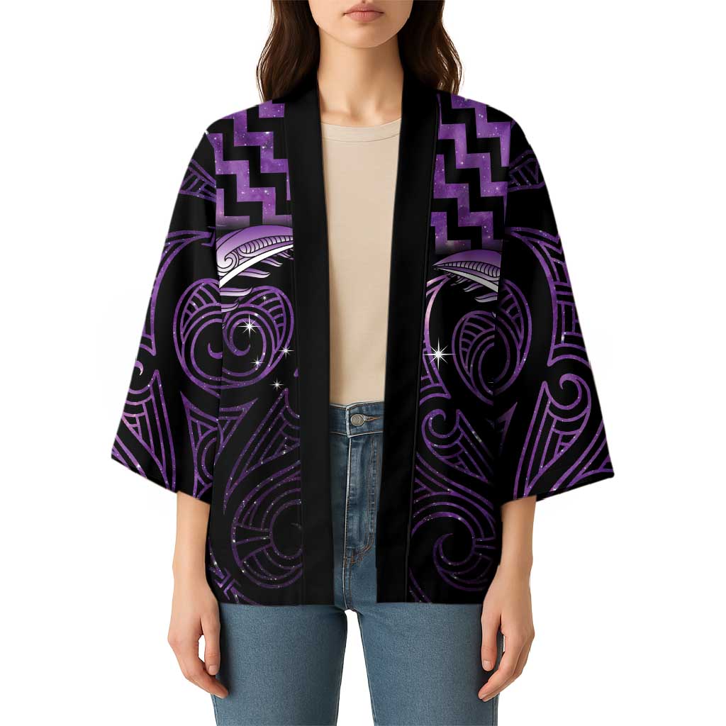 Purple Matariki New Zealand Kimono Maori Poutama Galaxy Vibes LT14 - Polynesian Pride