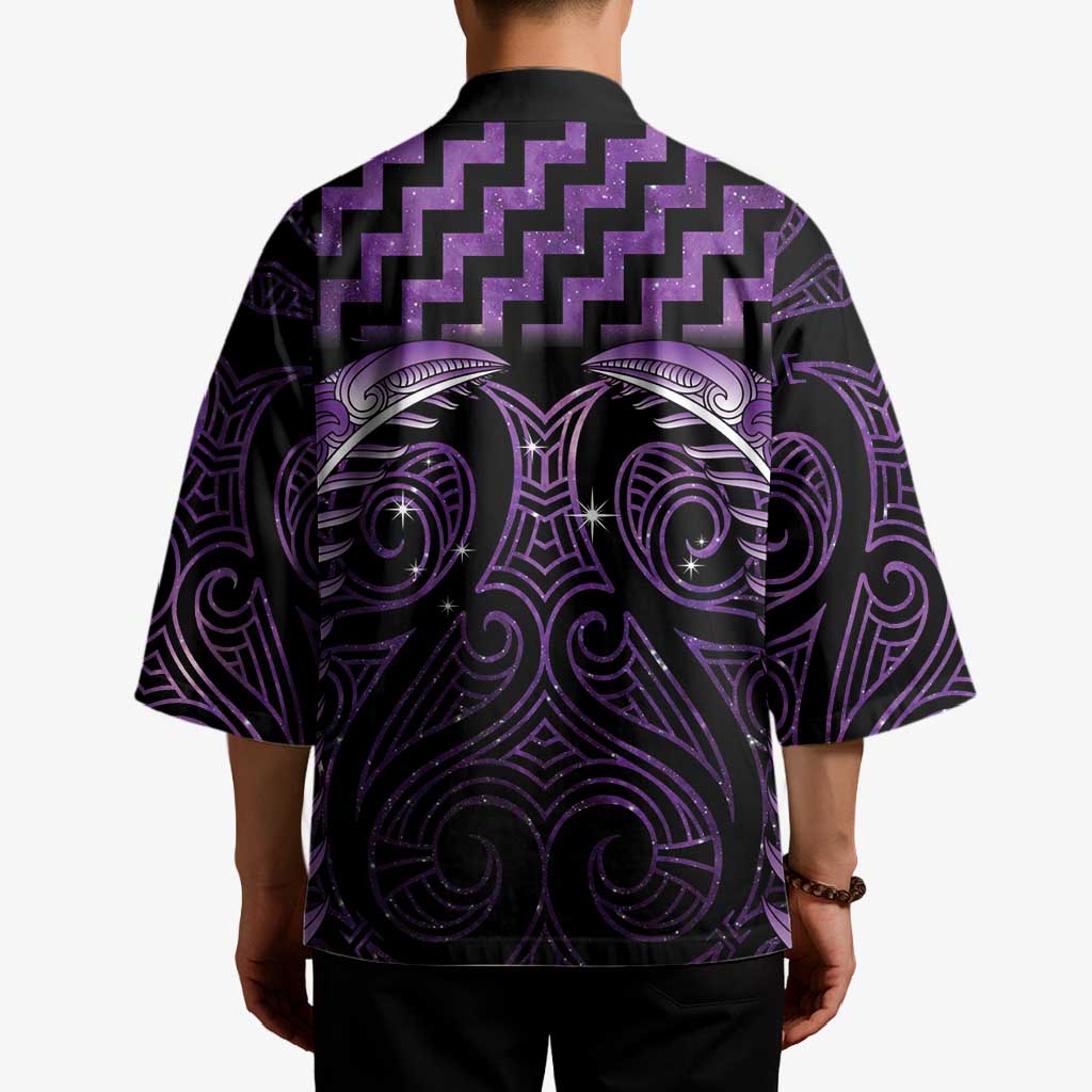 Purple Matariki New Zealand Kimono Maori Poutama Galaxy Vibes LT14 - Polynesian Pride