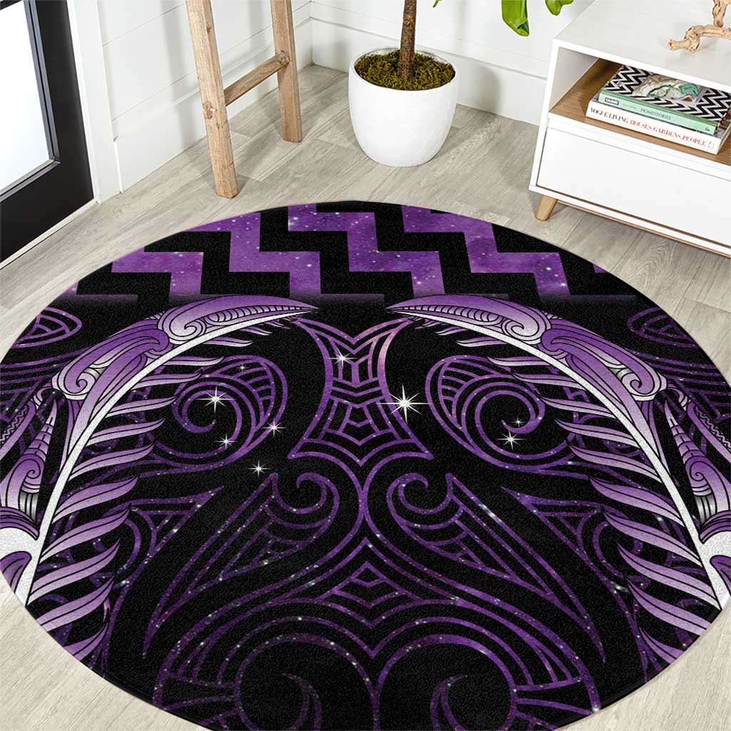 Purple Matariki New Zealand Round Carpet Maori Poutama Galaxy Vibes LT14 Purple - Polynesian Pride