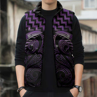 Purple Matariki New Zealand Sleeveless Puffer Jacket Maori Poutama Galaxy Vibes LT14 - Polynesian Pride