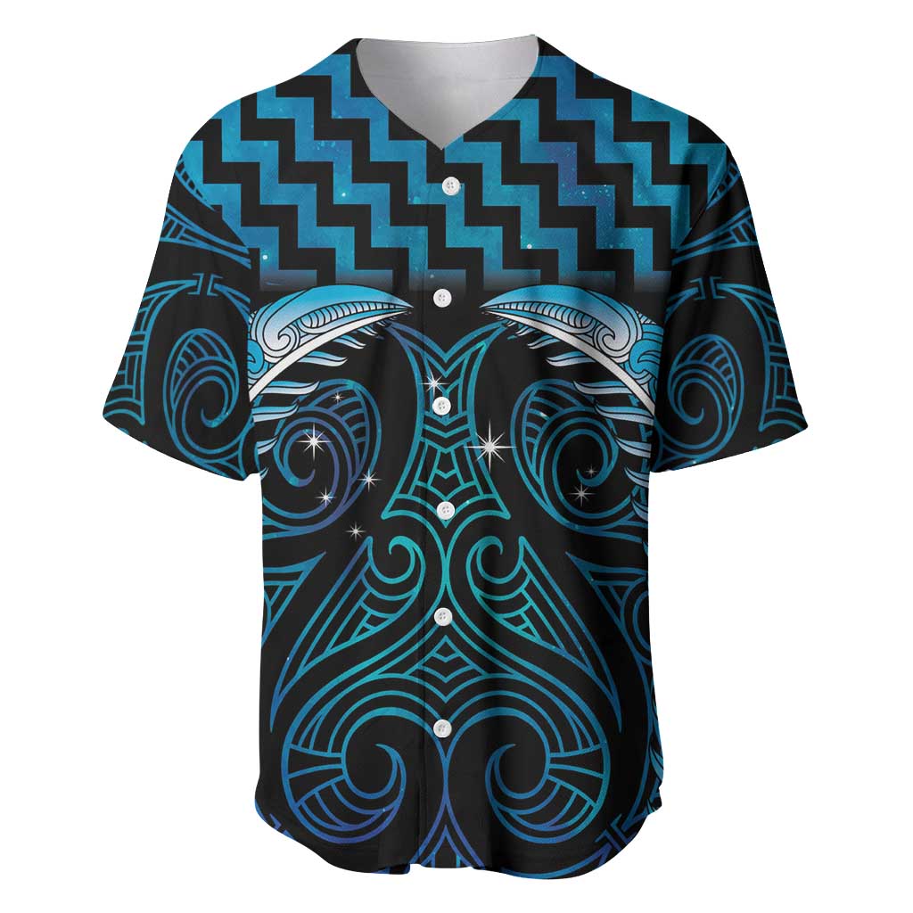 Blue Matariki New Zealand Baseball Jersey Maori Poutama Galaxy Vibes LT14 Blue - Polynesian Pride