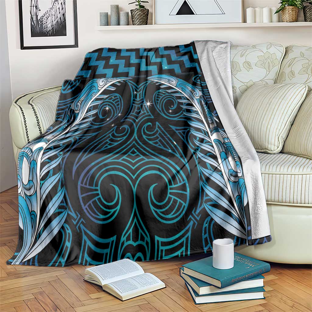 Blue Matariki New Zealand Blanket Maori Poutama Galaxy Vibes LT14 Blue - Polynesian Pride