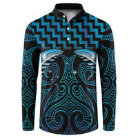 Blue Matariki New Zealand Button Sweatshirt Maori Poutama Galaxy Vibes LT14 Blue - Polynesian Pride
