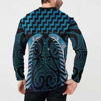 Blue Matariki New Zealand Button Sweatshirt Maori Poutama Galaxy Vibes LT14 - Polynesian Pride