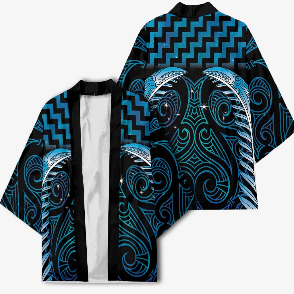 Blue Matariki New Zealand Kimono Maori Poutama Galaxy Vibes LT14 - Polynesian Pride