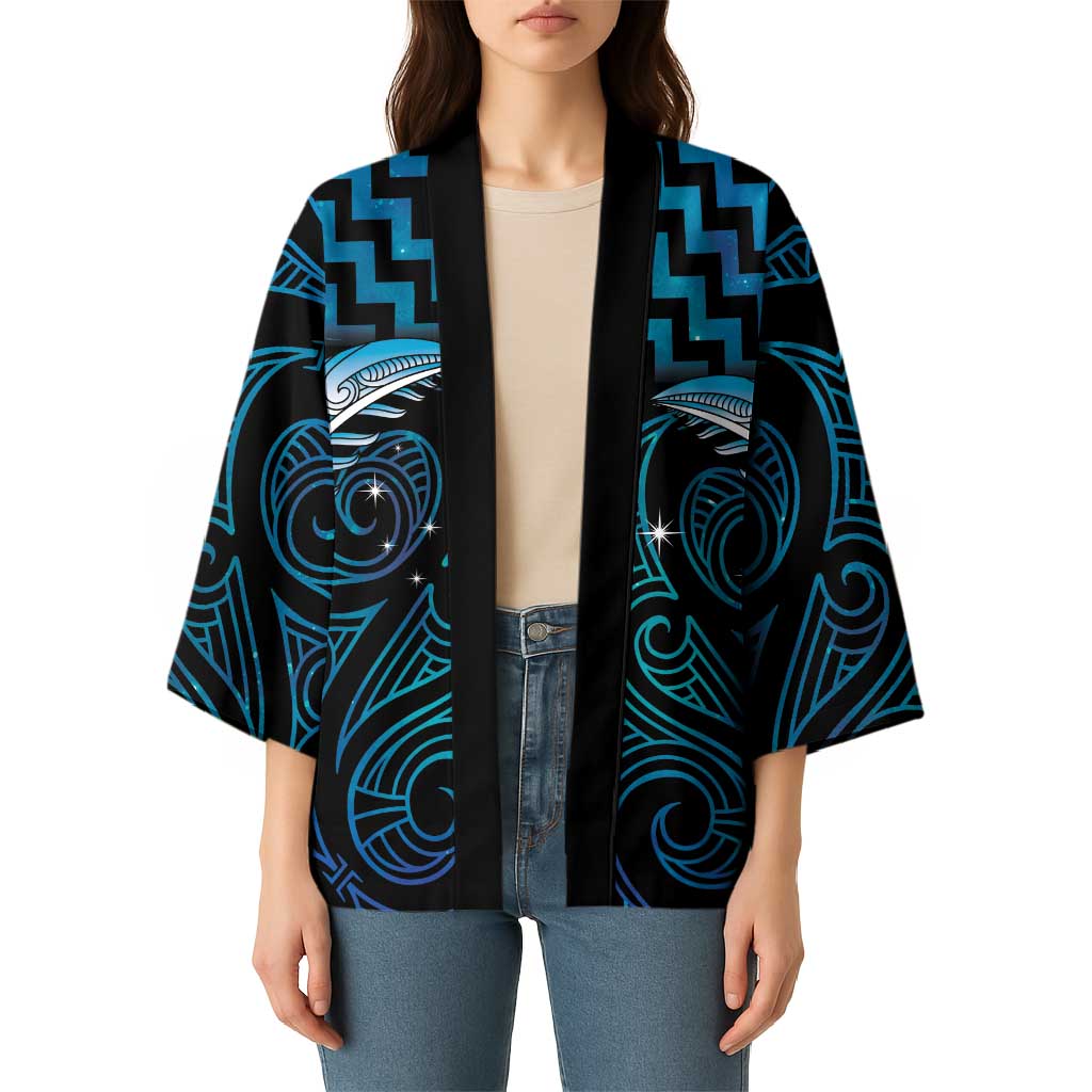 Blue Matariki New Zealand Kimono Maori Poutama Galaxy Vibes LT14 - Polynesian Pride