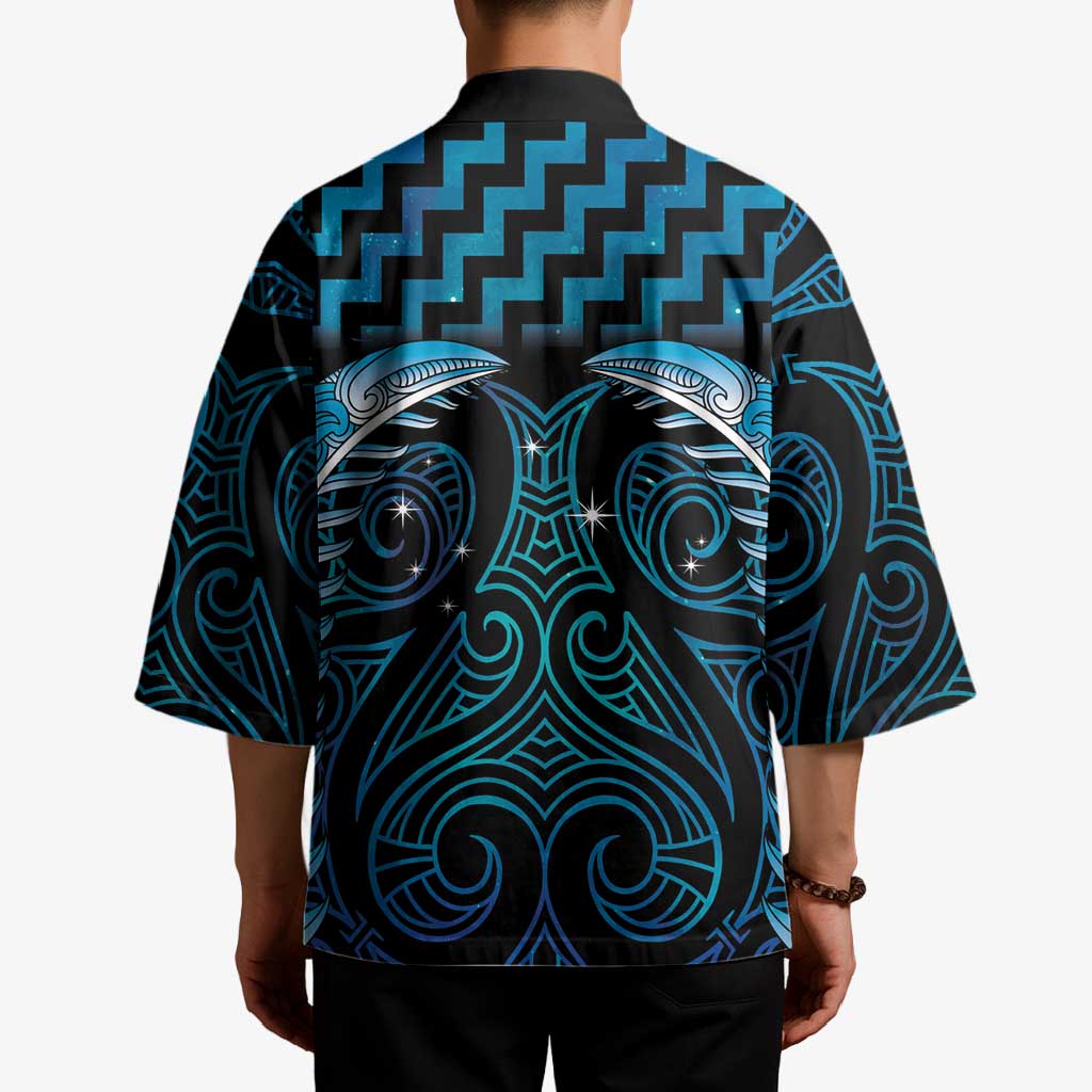 Blue Matariki New Zealand Kimono Maori Poutama Galaxy Vibes LT14 - Polynesian Pride