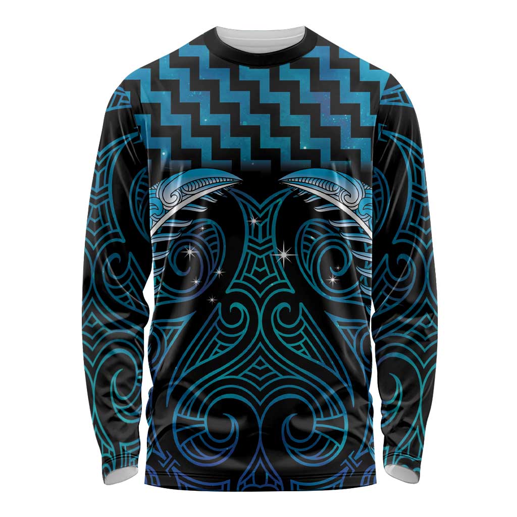 Blue Matariki New Zealand Long Sleeve Shirt Maori Poutama Galaxy Vibes LT14 Unisex Blue - Polynesian Pride