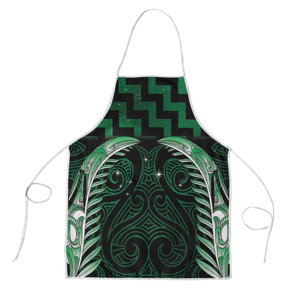 Green Matariki New Zealand Apron Maori Poutama Galaxy Vibes LT14 Green - Polynesian Pride