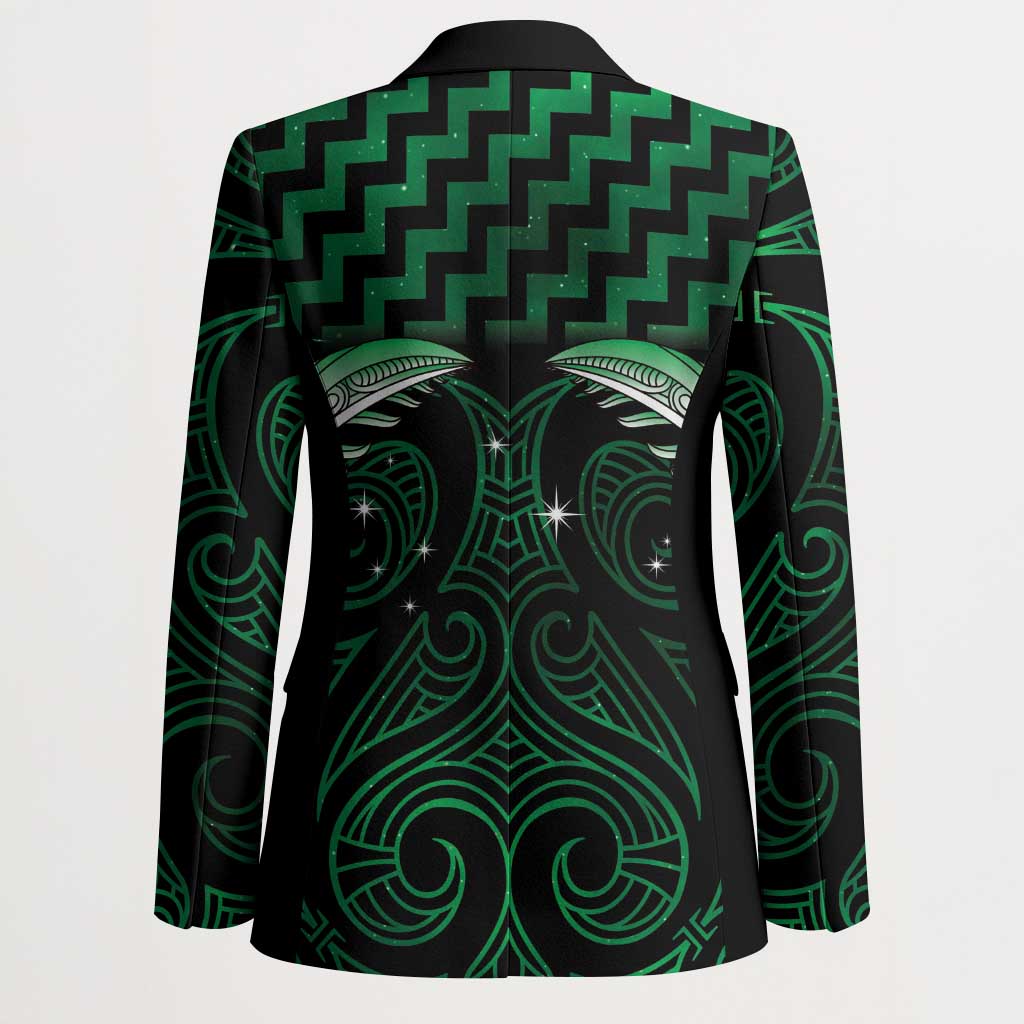 Green Matariki New Zealand Blazer Maori Poutama Galaxy Vibes LT14 - Polynesian Pride