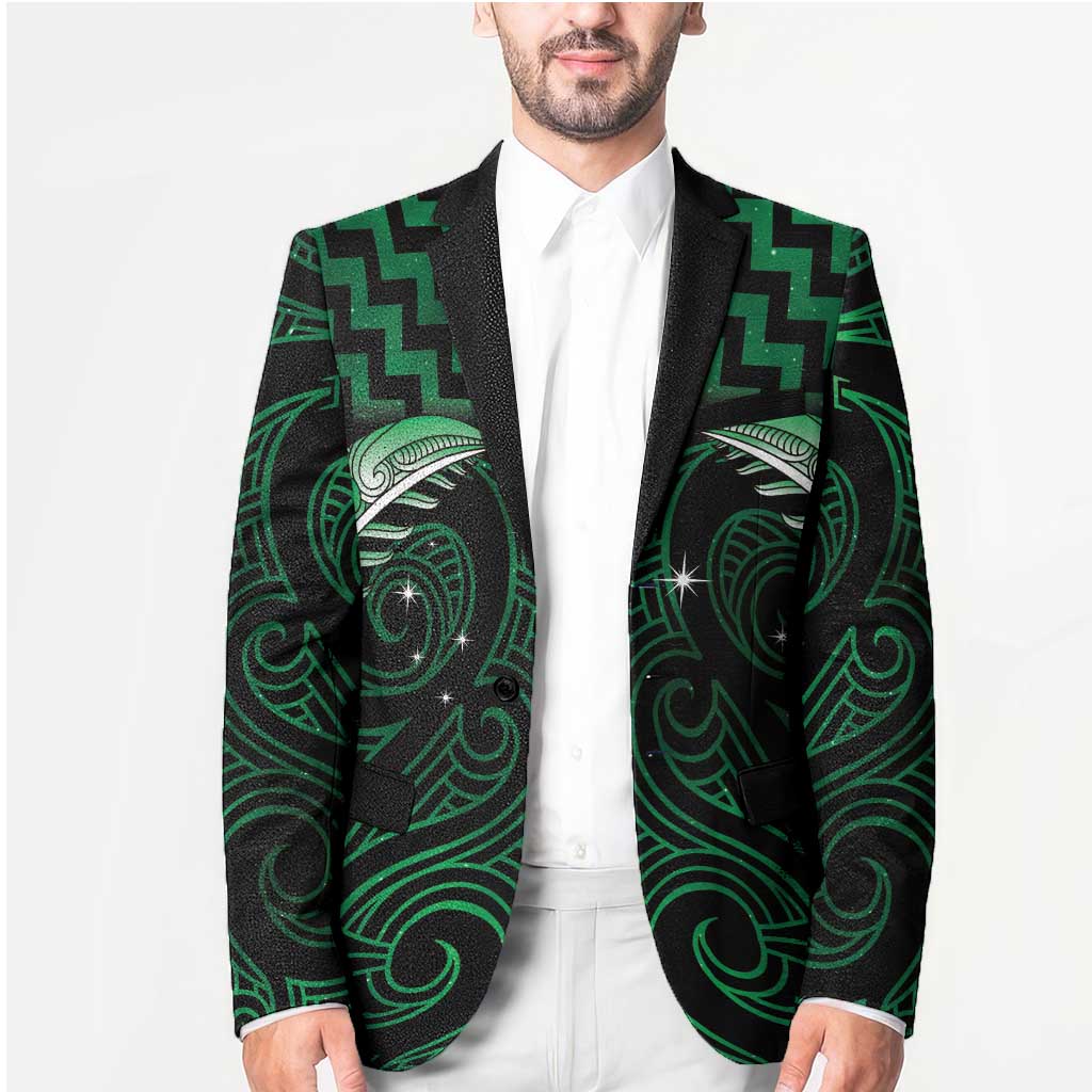 Green Matariki New Zealand Blazer Maori Poutama Galaxy Vibes LT14 - Polynesian Pride