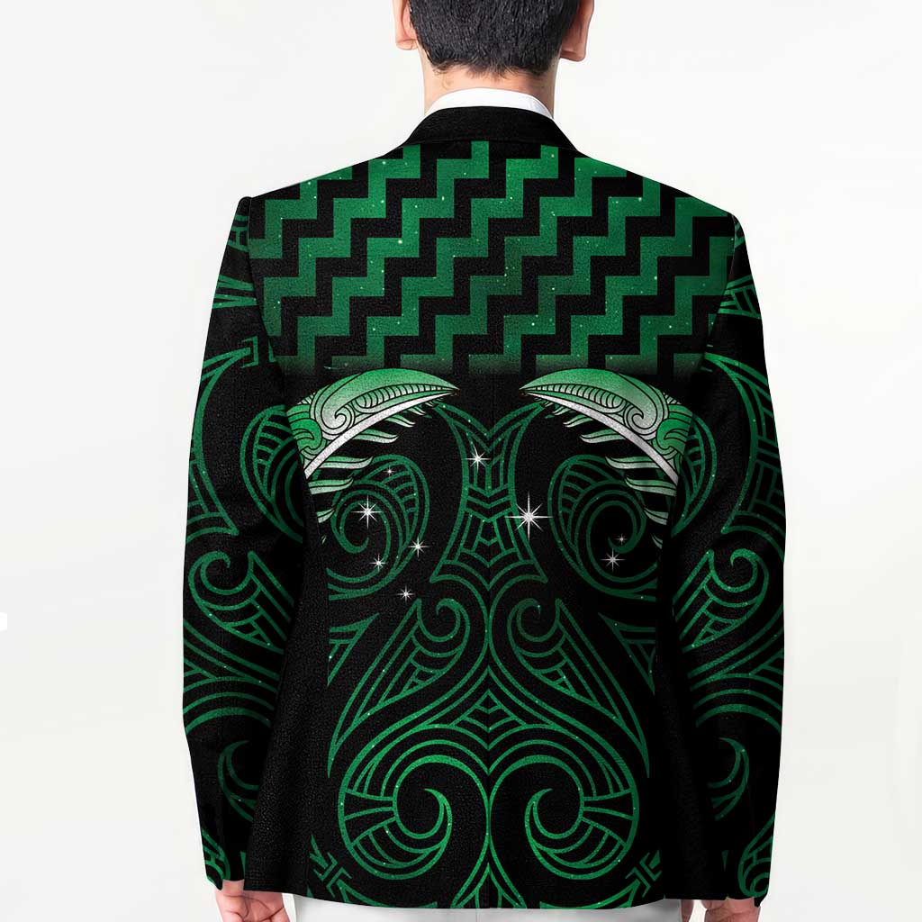 Green Matariki New Zealand Blazer Maori Poutama Galaxy Vibes LT14 - Polynesian Pride