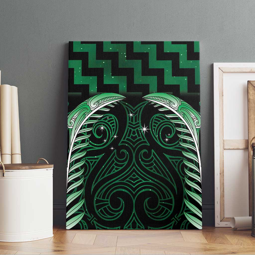Green Matariki New Zealand Canvas Wall Art Maori Poutama Galaxy Vibes LT14 - Polynesian Pride