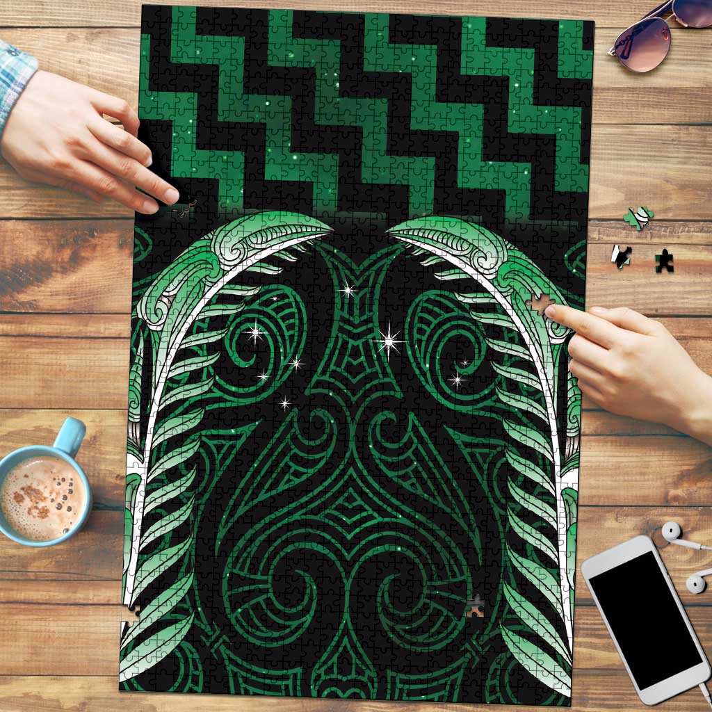 Green Matariki New Zealand Puzzle Maori Poutama Galaxy Vibes LT14 Green - Polynesian Pride