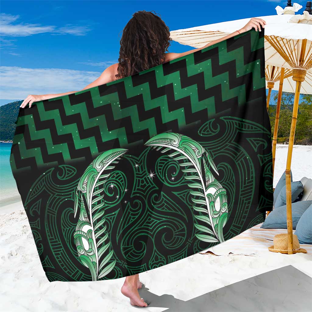 Green Matariki New Zealand Sarong Maori Poutama Galaxy Vibes LT14 One Size 44 x 66 inches Green - Polynesian Pride