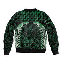 Green Matariki New Zealand Sleeve Zip Bomber Jacket Maori Poutama Galaxy Vibes LT14 - Polynesian Pride