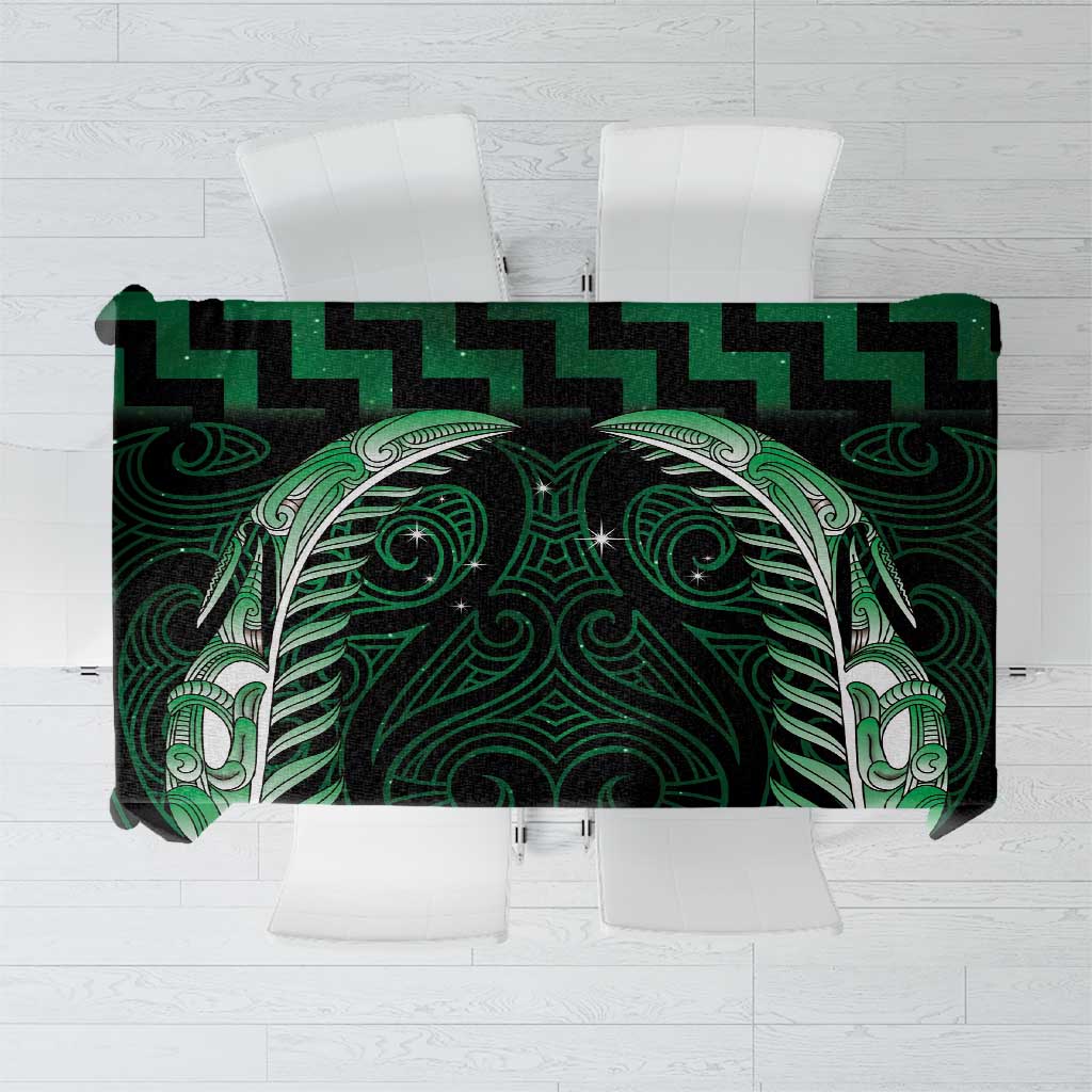 Green Matariki New Zealand Tablecloth Maori Poutama Galaxy Vibes LT14 Green - Polynesian Pride